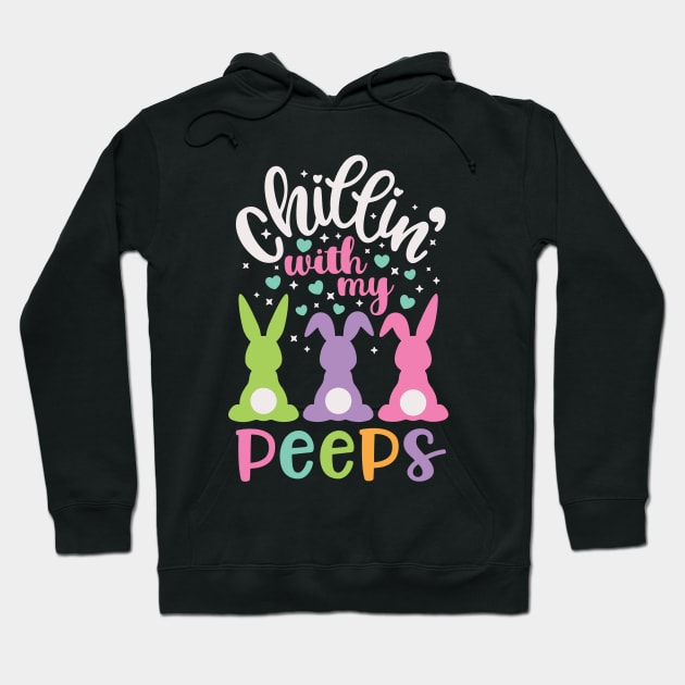 Chillin with my Peeps Funny Easter Bunny Kids Gift Hoodie by artspot